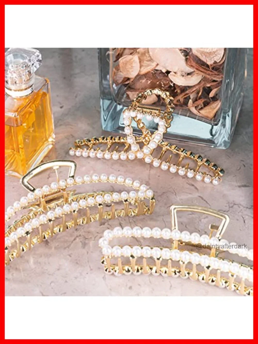 Large Pearl Hair Clips - 4.5 inch Zinc Alloy Banana Claw Clips for Thick Hair